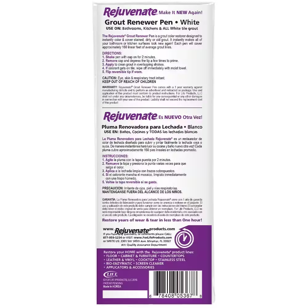 4 Oz. White Interior Water-Based Grout Restorer Marker Pens (2-Pack)