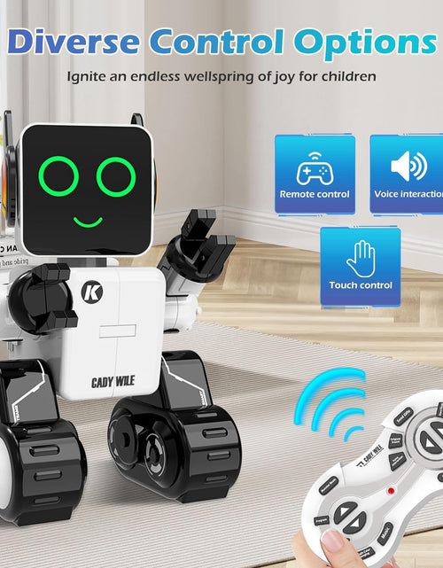 Load image into Gallery viewer, Rechargeable RC Robot Toy for Kids - Interactive Intelligent LED Light, Speaks, Dances, Built-In Coin Bank (White)
