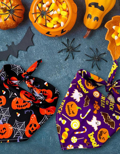 Load image into Gallery viewer, Dog Bandanas for Halloween,6Pcs Pet Triangle Bibs Scarf Autumn Cute Dog Bandanas Pumpkin Bat Spider Pet Scarf Accessories for Small Dogs Cats Pets(Random Color)
