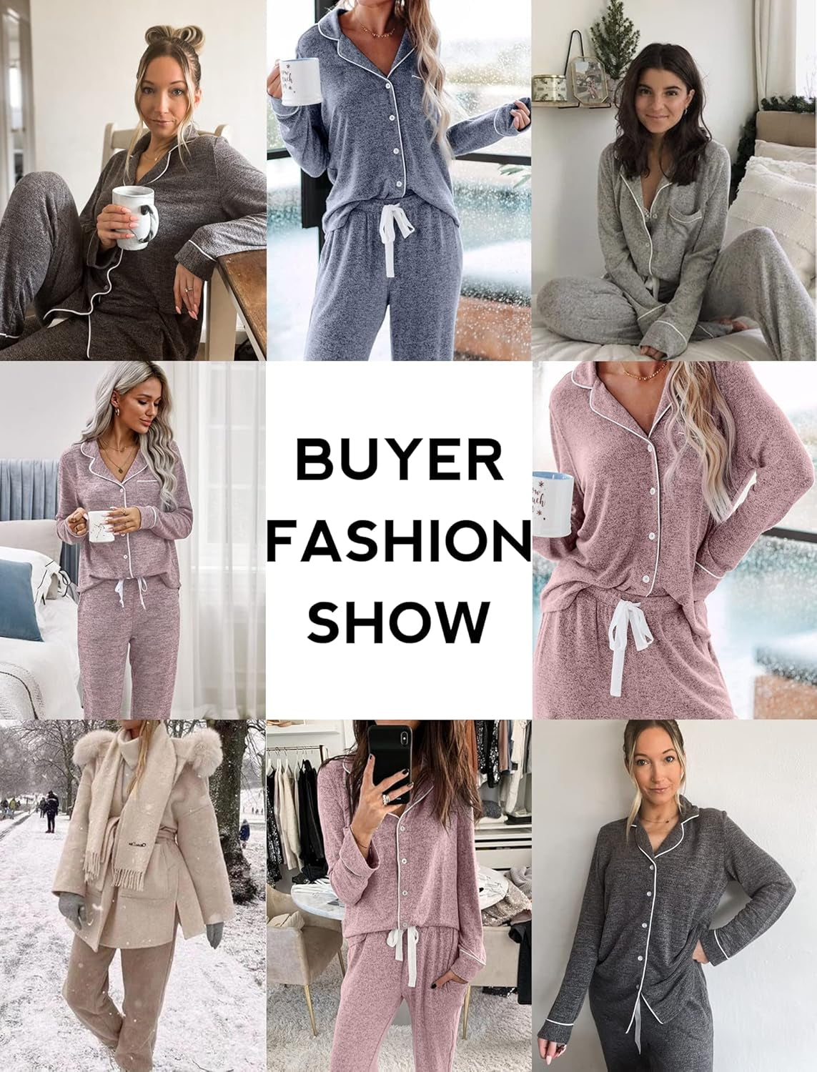 Women'S Pajamas Long Sleeve Sleepwear Casual Button down Loungewear Soft Pjs Set S-XXL