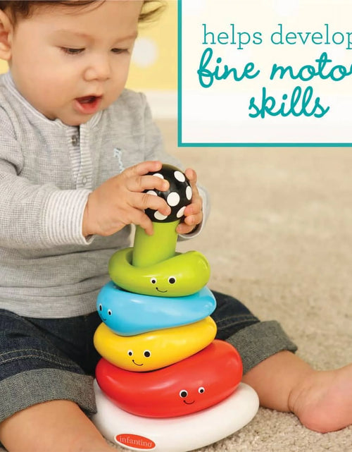 Load image into Gallery viewer, Funny Faces Ring Stacking Toy with Rocking Base, 6-12 Months, Multicolor, 7-Piece
