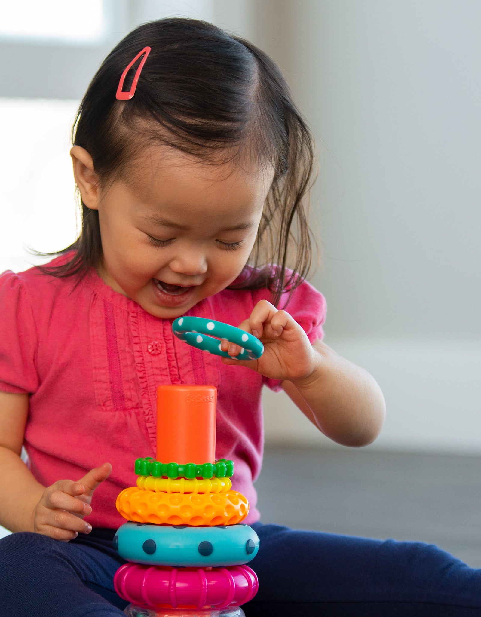 Stacks of Circles Stacking Ring STEM Learning Toy, 9 Piece Set, Ages 6 Months and Up