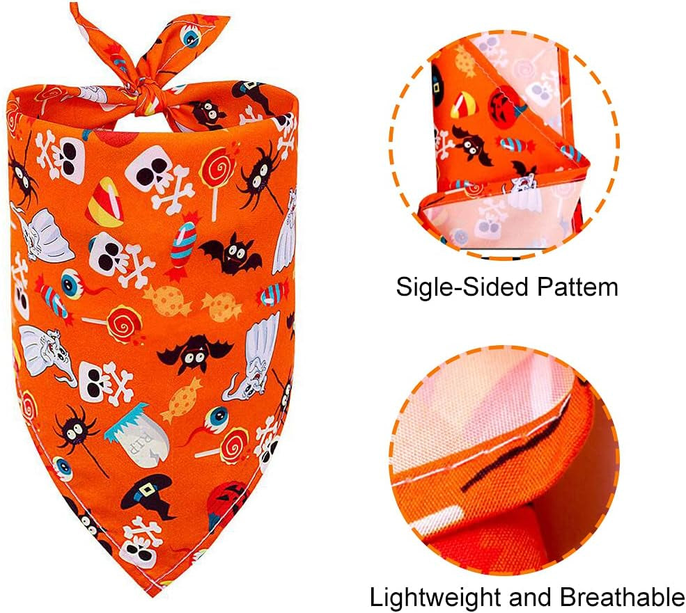 Dog Bandanas for Halloween,6Pcs Pet Triangle Bibs Scarf Autumn Cute Dog Bandanas Pumpkin Bat Spider Pet Scarf Accessories for Small Dogs Cats Pets(Random Color)