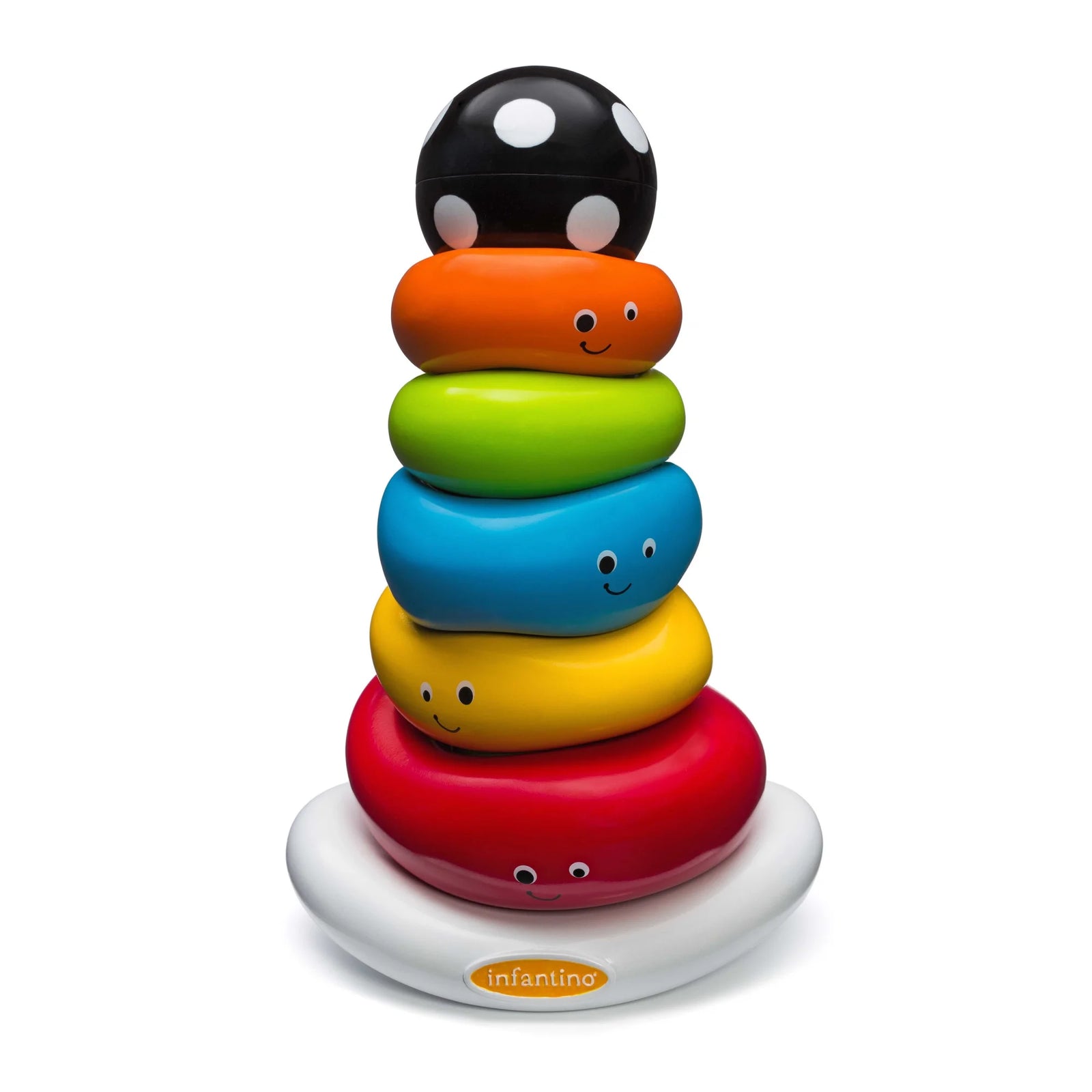 Funny Faces Ring Stacking Toy with Rocking Base, 6-12 Months, Multicolor, 7-Piece