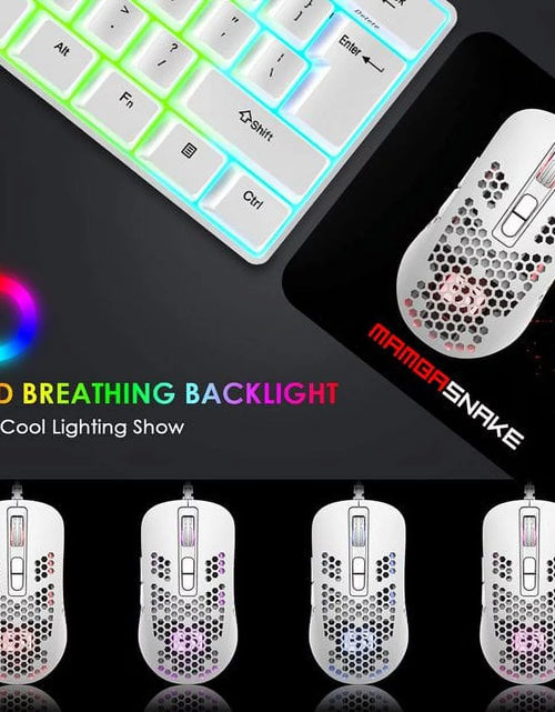 Load image into Gallery viewer, Mini Ultralight Wired Gaming Mouse,4 Kinds RGB Backlit,4 Levels Adjustable,Lightweight Honeycomb Shell Mice for PC Gamers,Xbox,Ps4(White)
