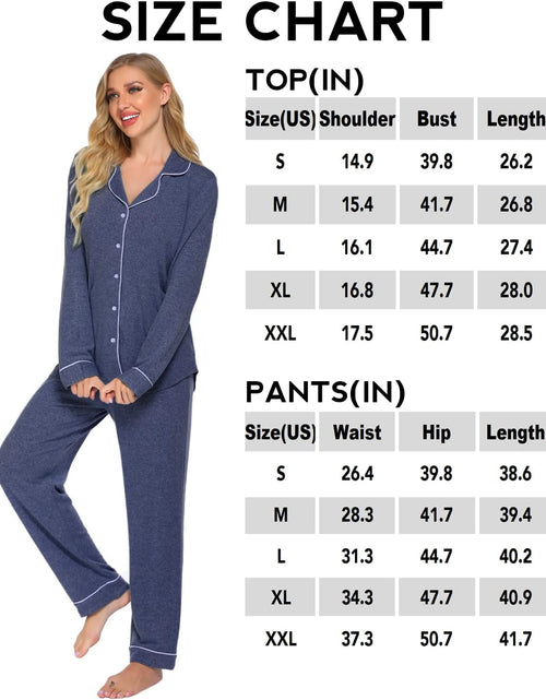 Load image into Gallery viewer, Women&#39;S Pajamas Long Sleeve Sleepwear Casual Button down Loungewear Soft Pjs Set S-XXL
