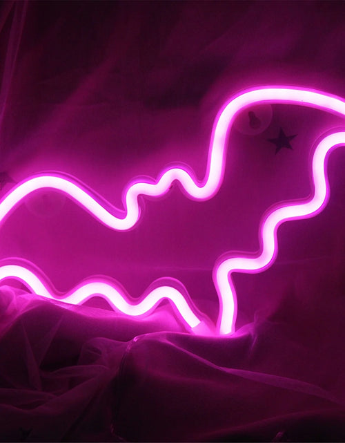 Load image into Gallery viewer, Neon Bat Shaped Wall Hanging Lamp Halloween Bedroom Home Party Bar Decoration Halloween Decorations
