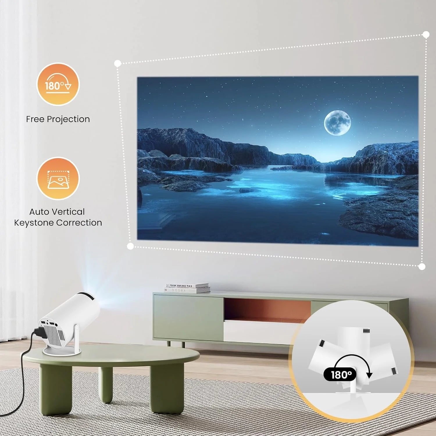 Mini Projector with Wifi and Bluetooth,4K 1080P Supported,Outdoor Movie Projector