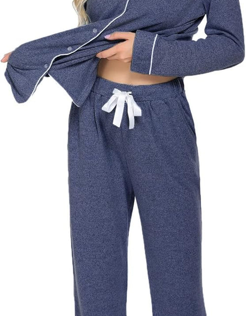 Load image into Gallery viewer, Women&#39;S Pajamas Long Sleeve Sleepwear Casual Button down Loungewear Soft Pjs Set S-XXL
