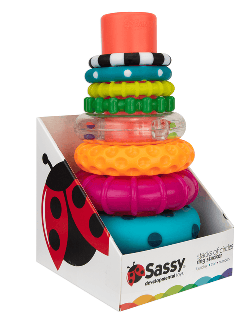 Load image into Gallery viewer, Stacks of Circles Stacking Ring STEM Learning Toy, 9 Piece Set, Ages 6 Months and Up
