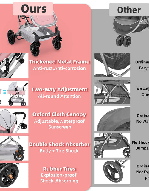 Load image into Gallery viewer, Baby Stroller, Foldable Baby Stroller Reversible Bassinet, Travel Stroller for Newborn Baby, Khaki
