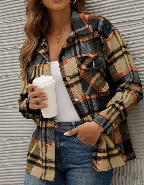 Load image into Gallery viewer, Winter Fleece Jacket Women Plaid Coat Fall Warm Checkered Outerwear Fall Female Long Sleeve Tops Shirt Women Fashion Jacket 2021
