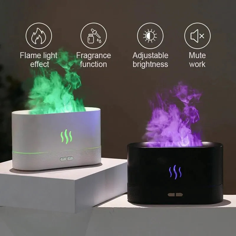 Aroma Diffuser Air Humidifier Ultrasonic Cool Mist Maker Fogger Led Essential Oil Flame Lamp Difusor