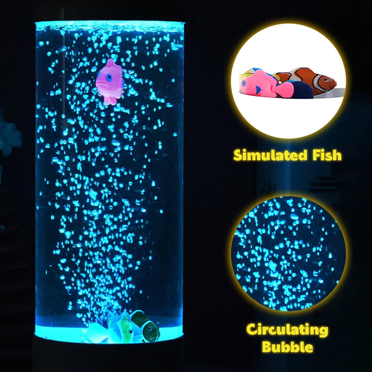 LED Fish Lamp round with Vibrant 6 Color Changing Light Effects. the Large Sensory Synthetic Jelly Fish Tank Aquarium Mood Lamp.Ideal Gift