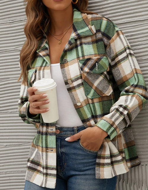 Load image into Gallery viewer, Winter Fleece Jacket Women Plaid Coat Fall Warm Checkered Outerwear Fall Female Long Sleeve Tops Shirt Women Fashion Jacket 2021
