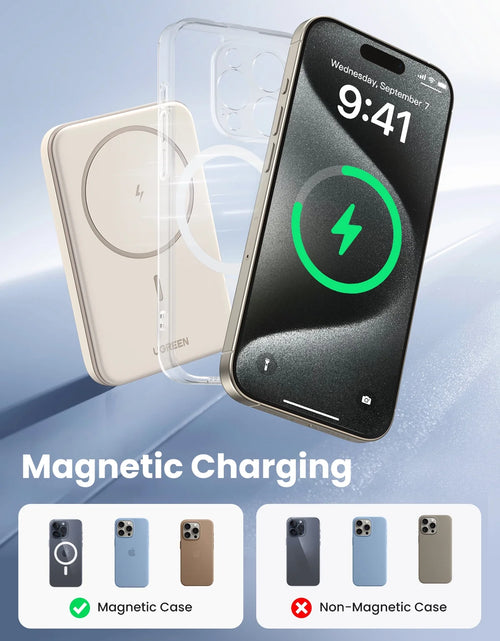 Load image into Gallery viewer, 5000Mah Magnetic Power Bank, 7.5W/15W Fast Wireless Portable Charger, Battery Pack for Iphone
