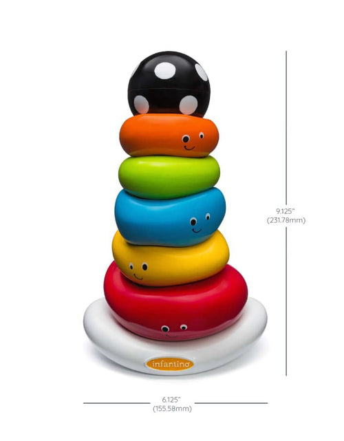 Load image into Gallery viewer, Funny Faces Ring Stacking Toy with Rocking Base, 6-12 Months, Multicolor, 7-Piece
