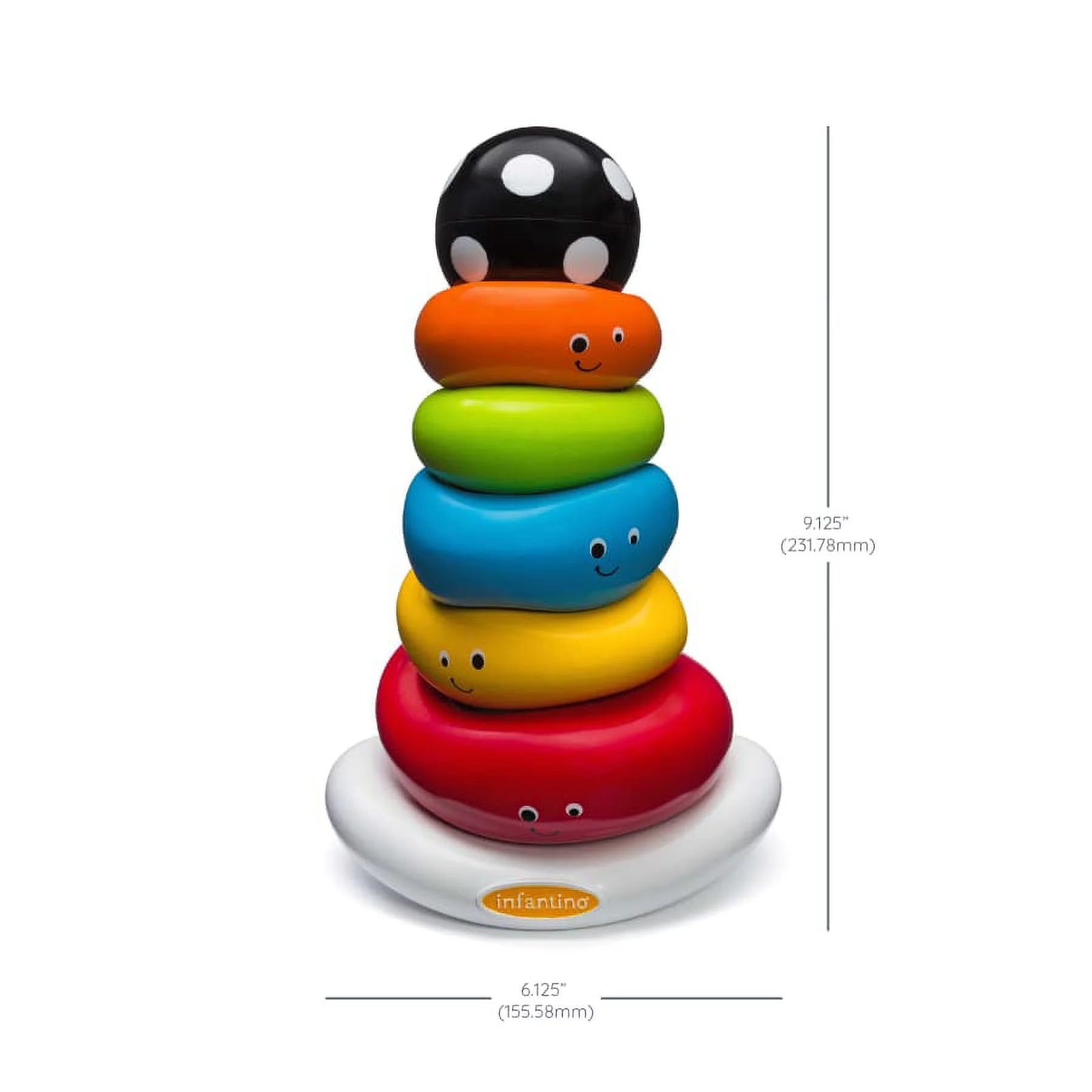 Funny Faces Ring Stacking Toy with Rocking Base, 6-12 Months, Multicolor, 7-Piece