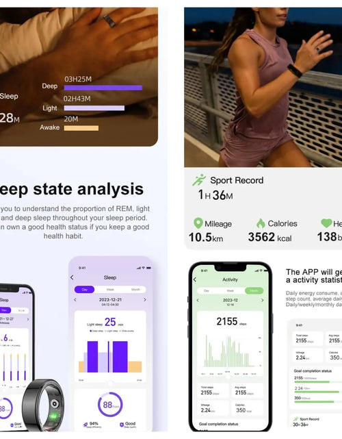 Load image into Gallery viewer, Smart Ring Fitness Heart Rate Tracker Titanium Steel Shell IP68&amp;3ATM Waterproof Multi-Sport Modes Sleep Monitoring Rings
