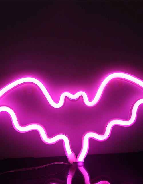 Load image into Gallery viewer, Neon Bat Shaped Wall Hanging Lamp Halloween Bedroom Home Party Bar Decoration Halloween Decorations
